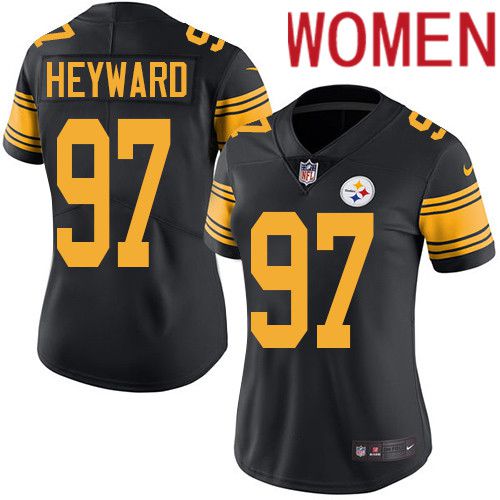 Women Pittsburgh Steelers #97 Cameron Heyward Nike Black Vapor Limited Rush NFL Jersey
